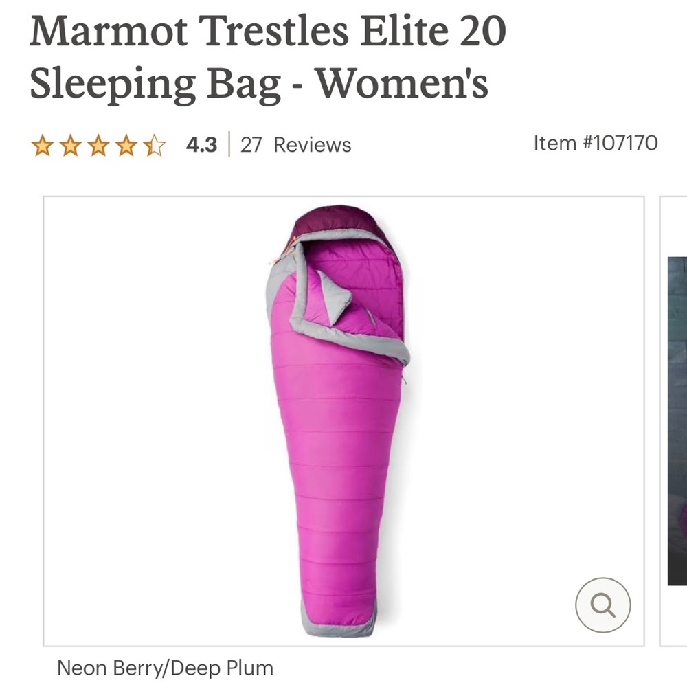 Womens marmot sleeping bag